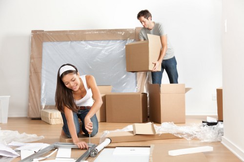 Removal van ready for a local move in Lambeth with boxes and furniture