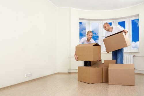 Office furniture and equipment being moved for a Lambeth business