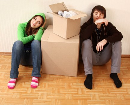 Packed student belongings ready for transport in Lambeth