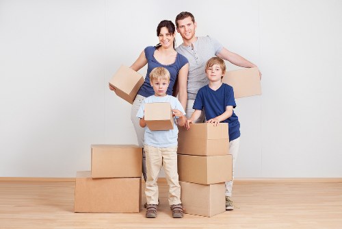 Securely packed items inside a moving van with safety straps