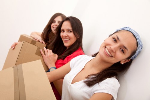 Packed boxes and furniture prepared for a Lambeth home removal