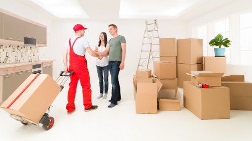 Careful packing of office equipment and files during a Lambeth relocation