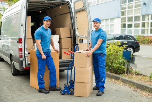 Packed boxes and furniture prepared for Lambeth storage